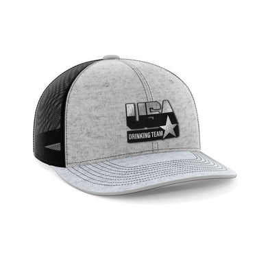 USA Drinking Team Patch Hat Hat Greater Half Heather Grey/Black Black Leatherette